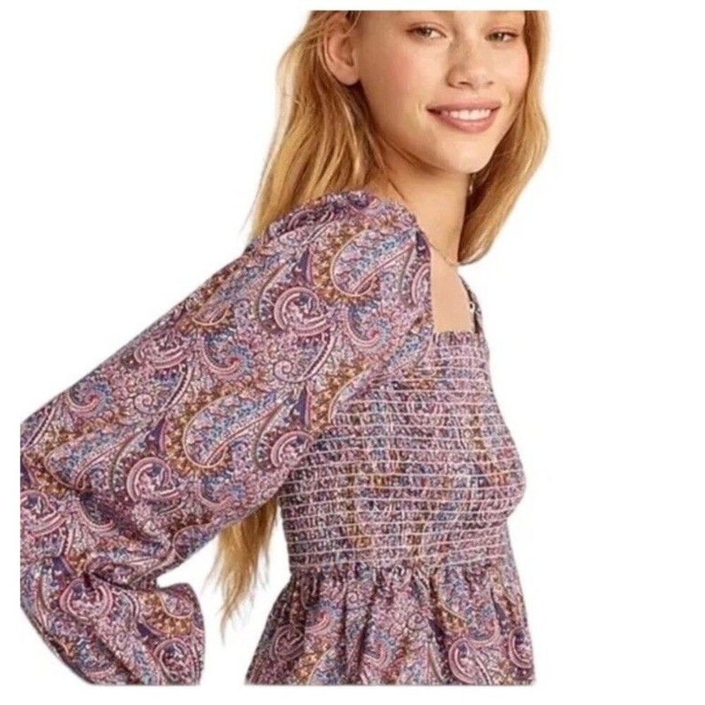 J. Crew Puff-sleeve Smocked Top Liberty® Tropical Prince print Romantic Women S